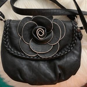 Crossbody black flower purse